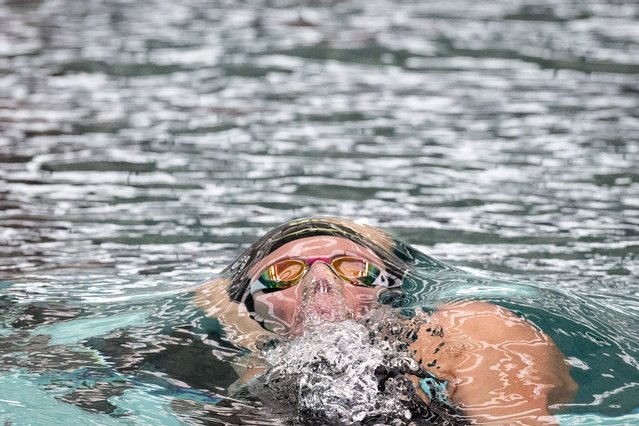 France's Charlotte Bonnet competes in women's 200m medley series during the French swimming championships in Chartres, central France, on June 21, 2024, ahead of the Paris 2024 Olympic Games. (Photo by Sebastien Bozon/AFP Photo)
