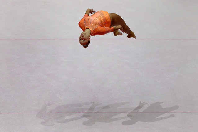 Brazil’s Flavia Saraiva during her floor exercise at the 2025 World Artistic Gymnastics Championships in Jakarta, Indonesia on October 21, 2025. (Photo by Issei Kato/Reuters)