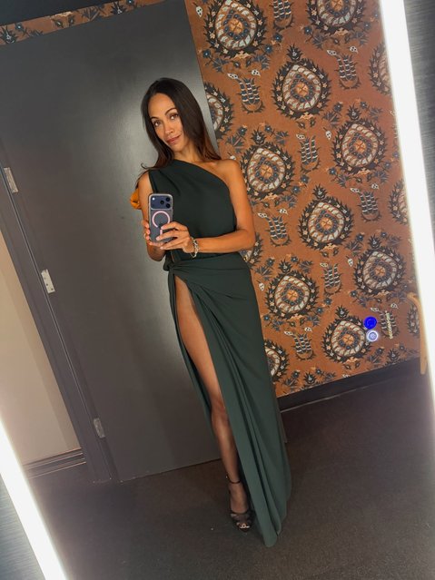 American actress Zoe Saldaña on December 1, 2025 puts on a leggy display. (Photo by zoesaldana/Instagram)