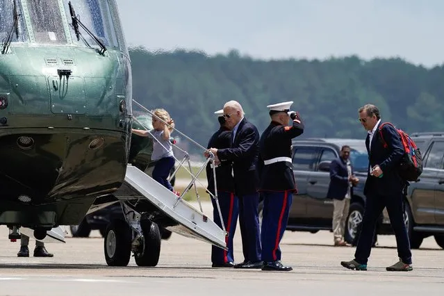 U.S. President Joe Biden boards Marine One with his son Hunter Biden and grandson Beau Biden Jr., en route to Camp David, from Joint Base Andrews, Maryland, U.S. June 24, 2023. (Photo by Elizabeth Frantz/Reuters)
