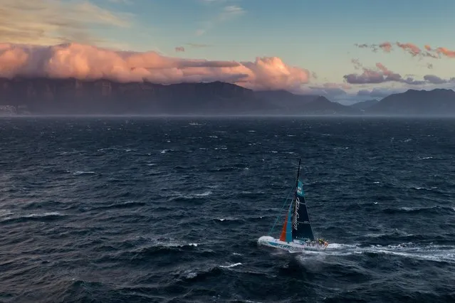 In this photograph supplied by Volvo Ocean Race, Spanish team Team Telefonica, skippered by Iker Martinez, finish to win leg 1 of the Volvo Ocean Race 2011-12 from Alicante, Spain to Cape Town, South Africa Saturday, November 26, 2011 to take the lead in the competition. (Photo by Ian Roman/AP Photo/Volvo Ocean Race photo via AP Images)