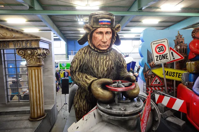 A Carnival parade float satirizing Russia's President Putin under the motto “Problem-Baer” (Trouble-Bear) is seen on February 10, 2015 in Mainz, Germany. The Mainz Carnival parade will be held on Rose Monday, on February 16th, and is known for poking fun at politicians and celebrities. Rose Monday is among the high points of Carnival season, which is heavily celebrated throughout the Rhine region. (Photo by Thomas Lohnes/Getty Images)