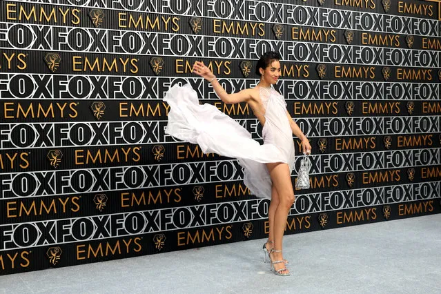 American actress Jasmin Savoy Brown arrives for the 75th Emmy Awards at the Peacock Theatre at L.A. Live in Los Angeles on January 15, 2024. (Photo by Aude Guerrucci/Reuters)