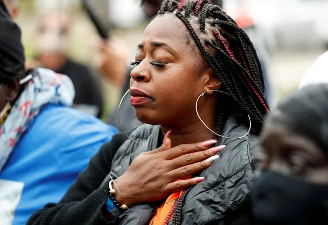 Porchse Miller reacts as she marches with people demanding justice for Ahmaud Arbery in Brunswick, Georgia, November 4, 2021. (Photo by Octavio Jones/Reuters)