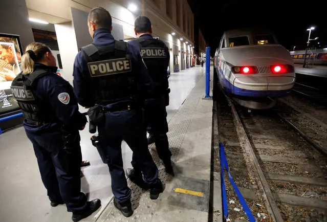 French railway policemen attend a drill at the Marseille railway station, France, May 4, 2016, in preparation of security measures for the UEFA 2016 European Championship. (Photo by Jean-Paul Pelissier/Reuters)