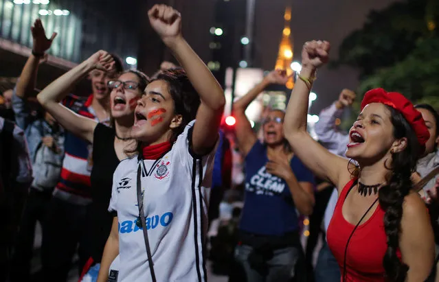 Women protest against the impeachment of President Dilma Rousseff at Paulista avenue in Sao Paulo, Brazil, May 11, 2016. (Photo by Roosevelt Cassio/Reuters)