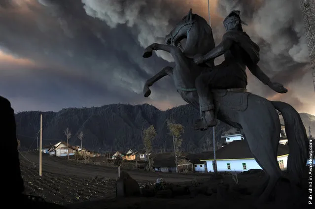 An ash-covered statue stands at the entrance to the village of Cemoro Lawang near the active Mount Bromo volcano in the east of Indonesia's central Java island early on December 24, 2010. Photo part of a series winning the 3rd prize for Nature Stories in the World Press Photo Contest