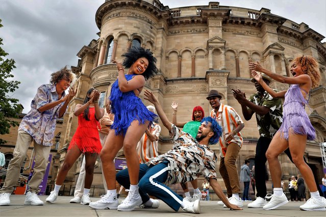 Dancers from Cuban groups Los Datway, Danza Contemporanea de Cuba, Ballet Rakatan and Ballet Revolucion take part in Havana Street Party showing from 5-27 August at the Underbelly McEwan Hall on August 7, 2023 in Edinburgh, Scotland. (Photo by Jeff J. Mitchell/Getty Images)