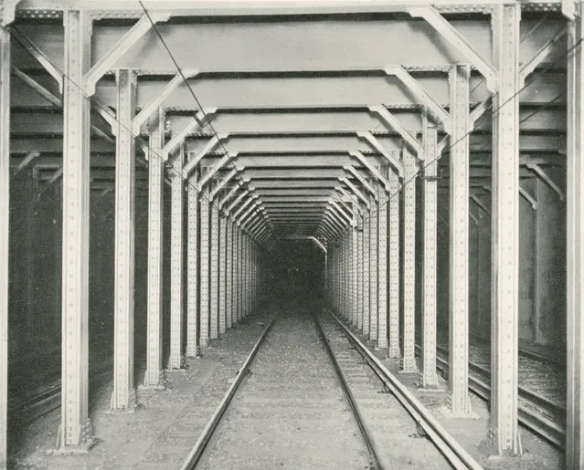 Steel construction in a subway tunnel, 1904. (Photo by New York Interborough Rapid Transit Company/Parsons Collection)