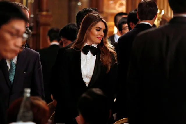 White House Communications Director Hope Hicks attends an official dinner thrown by Japan's Prime Minister Shinzo Abe in honor of U.S. President Donald Trump at Akasaka Palace in Tokyo, Japan November 6, 2017. (Photo by Jonathan Ernst/Reuters)