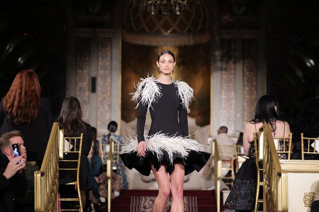 A model presents a creation at the Christian Siriano Fall/Winter 2024 collection show at New York Fashion Week, in New York City, U.S., February 8, 2024. (Photo by Andrew Kelly/Reuters)