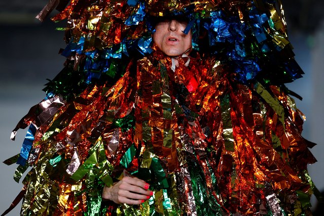 A model presents a creation by designer Kevin Germanier as part of his Spring/Summer 2025 Women's ready-to-wear collection show for his label Germanier at Paris Fashion Week in Paris, France on September 24, 2024. (Photo by Sarah Meyssonnier/Reuters)