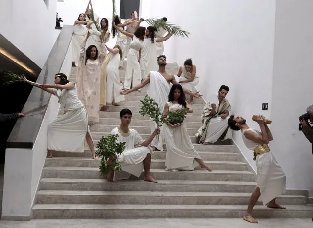 Dancers perform during the ceremonial reopening of the Bardo museum in Tunis March 24, 2015. Tunisia's Bardo museum held a ceremonial reopening on Tuesday a week after gunmen claiming alliance with Islamic State killed 20 foreign tourists in an attack aimed at wrecking the country's vital tourism industry. (Photo by Zoubeir Souissi/Reuters)