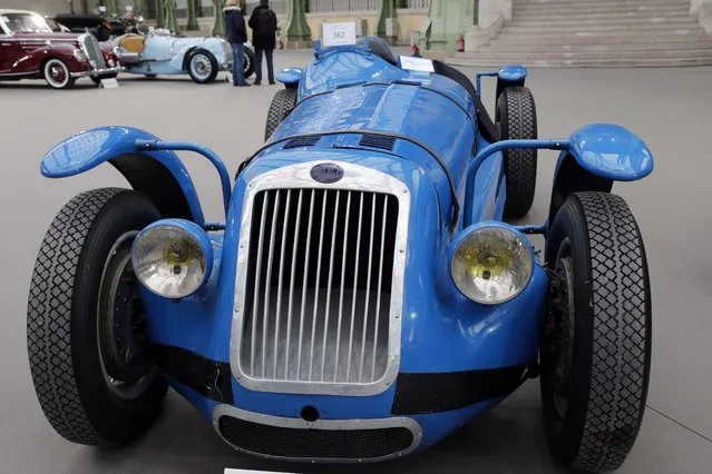 A Delage D6 competition 1947 is displayed on February 5, 2014 at the Grand Palais in Paris on the eve of an auction of luxury vintage cars. (Photo by Francois Guillot/AFP Photo)