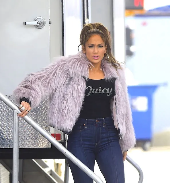 Actress Jennifer Lopez is seen on the set of “Hustlers” on March 27, 2019 in New York City. (Photo by Raymond Hall/GC Images)