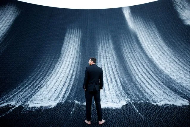 Lionel Messi, the superstar Paris Saint-Germain and Argentina footballer, visits Surreal, the Water Feature at Dubai Expo 2020 in Dubai, United Arab Emirates on December 13, 2021. (Photo by Expo 2020/Handout via Reuters)