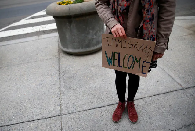 Immigration activists, including members of the DC Justice for Muslims Coalition, rally against the Trump administration's new ban against travelers from six Muslim-majority nations, outside of the U.S. Customs and Border Protection headquarters in Washington, U.S., March 7, 2017. (Photo by Eric Thayer/Reuters)