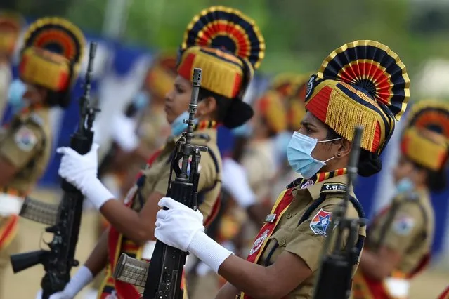Cadets of the Railway Protection Forces take part in India’s 73rd Republic Day Parade at the ICF grounds in Chennai on January 26, 2022. (Photo by Arun Sankar/AFP Photo)