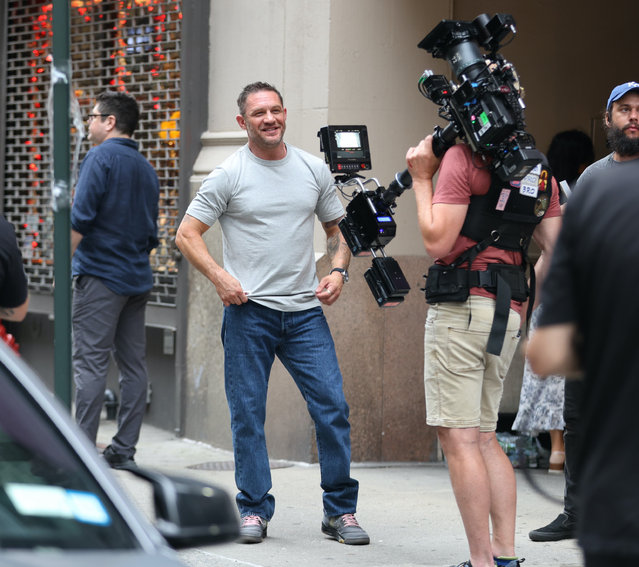 Actor Tom Hardy is seen on the set of “Venom: The Last Dance” on August 04, 2024 in New York City. (Photo by Jose Perez/Bauer-Griffin/GC Images)