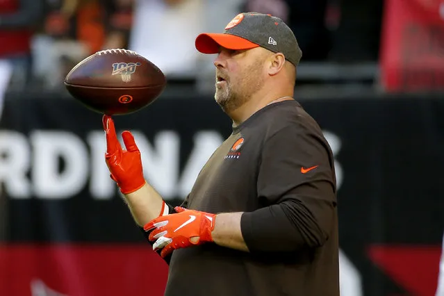 Cleveland Browns head coach Freddie Kitchens watches his team prior to an NFL football game against the Arizona Cardinals, Sunday, December 15, 2019, in Glendale, Ariz. (Photo by Rick Scuteri/AP Photo)