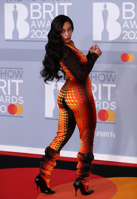 Jorja Smith poses as s
he arrives for the Brit Awards at the O2 Arena in London, Britain, February 18, 2020. (Photo by Simon Dawson/Reuters)