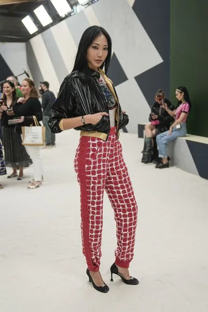 American fashion model and DJ Soo Joo Park attends the Chanel Haute Couture Fall/Winter 2022-2023 fashion collection presented Tuesday, July 5, 2022 in Paris. (Photo by Michel Euler/AP Photo)