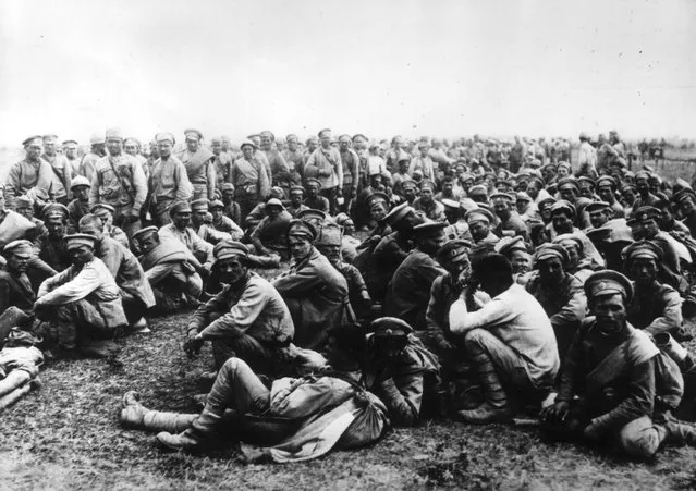 Soldiers of the Russian Second Army in Austria, following their defeat and capture by the Germans at the Battle of Tannenberg in East Prussia. 30th August 1914.