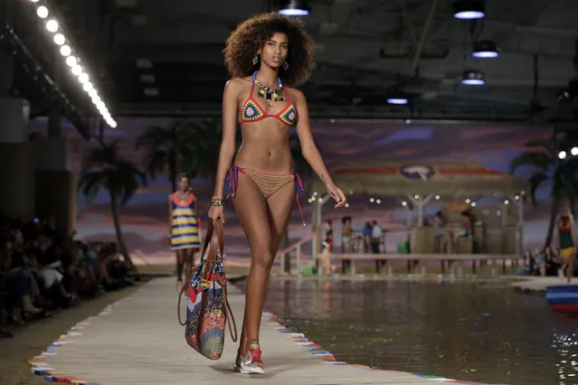 The Tommy Hilfiger Spring 2016 collection is modeled during Fashion Week in New York, Monday, September 14, 2015. (Photo by Richard Drew/AP Photo)
