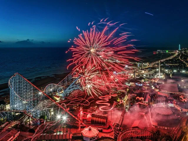 Standalone picture dated November 5th, 2022 shows the firework display in Blackpool, United Kingdom on Saturday evening for Guy Fawkes Night. (Photo by Gregg Wolstenholme/Bav Media)