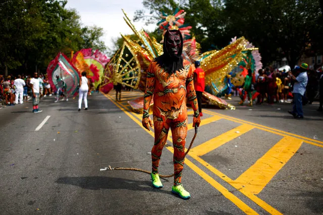 A participant wears a costume during the West Indian Day Parade in the Brooklyn borough of New York September 5, 2016. (Photo by Eric Thayer/Reuters)