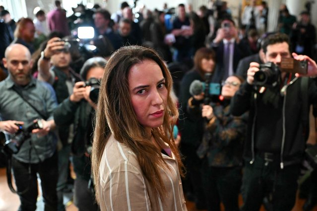 Stella Assange, wife of WikiLeaks founder Julian Assange arrives for a press conference at the The Royal Overseas League, in London, on February 15, 2024 prior to the hearing on his extradition case by the UK High Court. (Photo by Ben Stansall/AFP Photo)