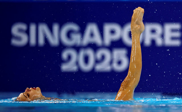 Neutral Athlete's Tatiana Gayday performs during the women solo technical final during the Singapore 2025 World Aquatics Championships at World Aquatics Championships Arena on July 19, 2025 in Singapore. (Photo by Tingshu Wang/Reuters)