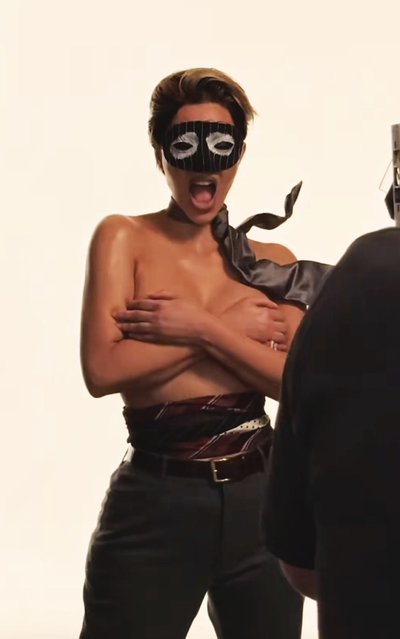 American media personality Kim Kardashian went totally topless with just body paint for Re-Edition magazine early November 2025. (Photo by KimKardashian/Tiktok)