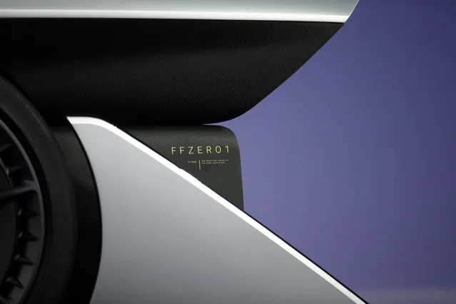 A rear section of the FFZero1 by Faraday Future is seen at CES Unveiled, a media preview event for CES International Monday, January 4, 2016, in Las Vegas. The high performance electric concept car was unveiled during a news conference by Faraday Future. (Photo by Gregory Bull/AP Photo)
