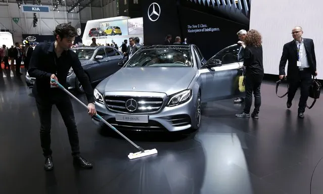 A Mercedes-Benz E 400 4Matic car is seen at the 86th International Motor Show in Geneva, Switzerland, March 1, 2016. (Photo by Denis Balibouse/Reuters)