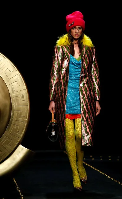 A model presents a creation by Versace during the Milan Fashion Week in Milan, Italy February 22, 2019. (Photo by Alessandro Garofalo/Reuters)