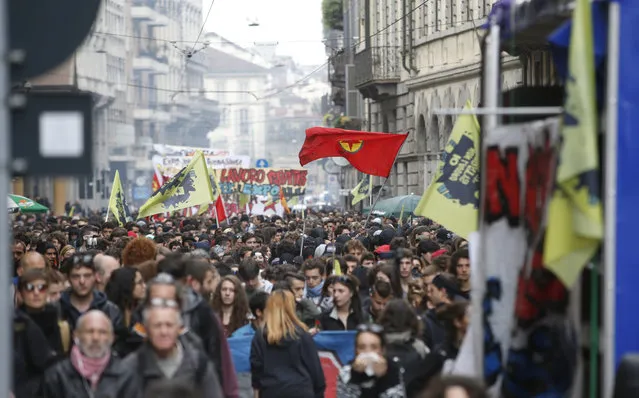 Demonstrators attend a protest against Expo 2015 in Milan, Italy, Thursday, April 30, 2015. (Photo by Luca Bruno/AP Photo)