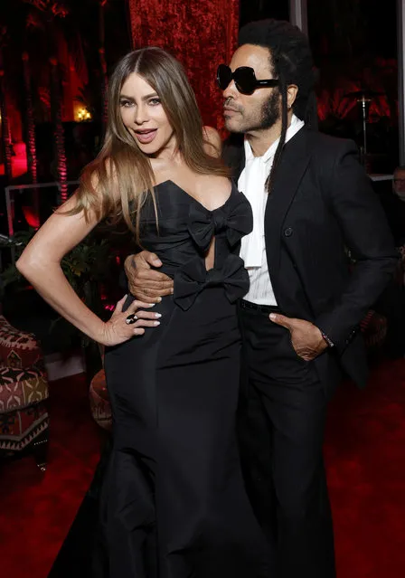 Colombian-American actress Sofía Vergara and American singer-songwriter Lenny Kravitz attend the 2024 Vanity Fair Oscar Party Hosted By Radhika Jones at Wallis Annenberg Center for the Performing Arts on March 10, 2024 in Beverly Hills, California. (Photo by Stefanie Keenan/VF24/WireImage for Vanity Fair)