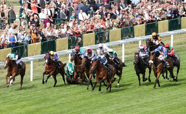 Horse Racing - Royal Ascot - Ascot Racecourse - 17/6/15
Jimmy Fortune (3rd L) on Spark Plug falls during the 17:00  Royal Hunt Cup
Action Images via Reuters / Matthew Childs
Livepic
