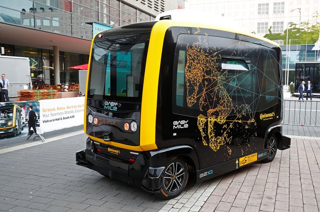 Continental's self-drive minibus, EasyMile EZ10 is pictured at the 2019 Frankfurt Motor Show (IAA) in Frankfurt, Germany, September 10, 2019. (Photo by Wolfgang Rattay/Reuters)