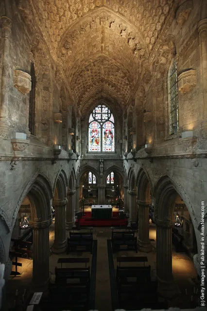 The interior of Rosslyn Chapel on February 9, 2012 in Roslin, Scotland