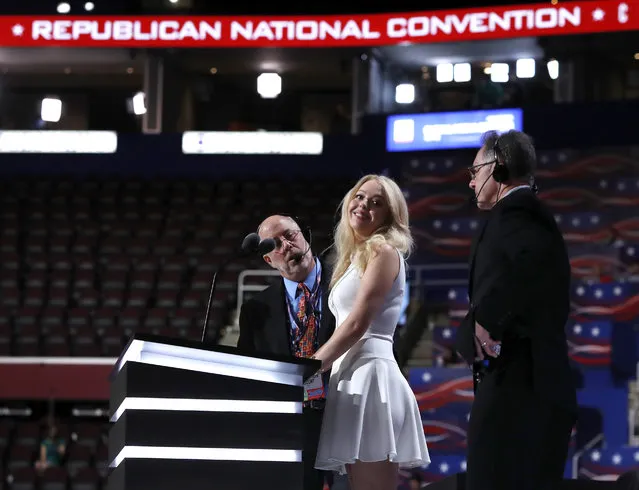Tiffany Trump, daughter of Republican presidential candidate Donald Trump, prepares for her speech at the Republican National Convention in Cleveland, Tuesday, July 19, 2016. (Photo by Carolyn Kaster/AP Photo)