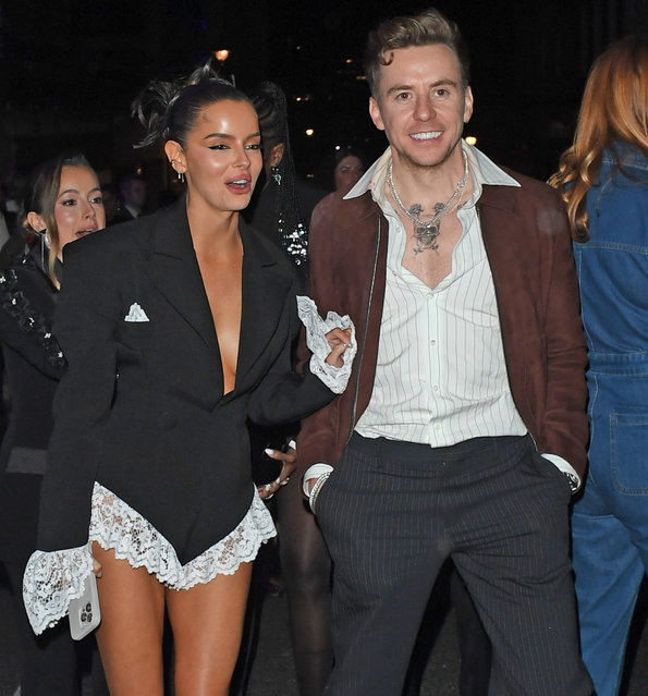 Im A Celebrity Camp Mates Maura Higgins and Danny Jones seen sneaking out of the Universal Music Brits Aftershow Party Together following Maura's run in with her ex Pete Wicks at the aftershow party held at 180 Strand on March 1, 2025 in London, England. Maura was seen sneaking out of the bash with McFly Star Danny Jones before being snapped by photographers. Maura was heard on Video shouting wheres Danny to her female friend as the pair split up after being photographed together. (Photo by Splash News and Pictures)