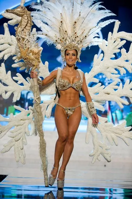 Miss Honduras 2012, Jennifer Andrade, performs onstage at the 2012 Miss Universe National Costume Show on Friday, December 14, 2012 at PH Live in Las Vegas, Nevada. The 89 Miss Universe Contestants will compete for the Diamond Nexus Crown on December 19, 2012. (Photo by AP Photo/Miss Universe Organization L.P., LLLP)