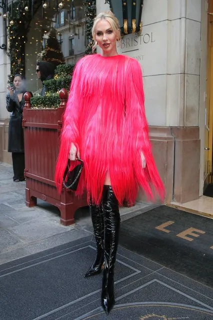 Breakout star of Netflix's hugely popular Selling Sunset Christine Quinn leaving her hotel in Paris on December 12, 2022. (Photo by Spread Pictures/The Mega Agency)