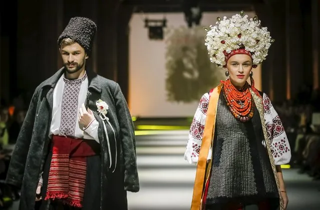 Models present Ukrainian traditional outfits at Ukrainian Fashion Week in Kiev, October 18, 2015. (Photo by Valentyn Ogirenko/Reuters)
