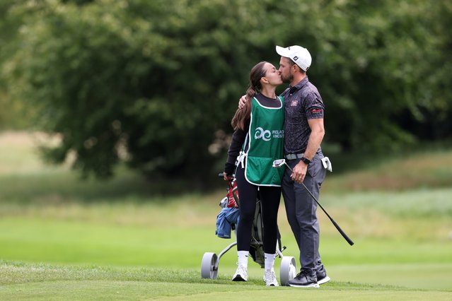 Per Langfors from Sweden on the 9th green on day one of the Irish Challenge 2025 at Killeen Castle Golf Club on August 07, 2025 in Dunsany, Ireland. (Photo by Patrick Bolger/Getty Images)