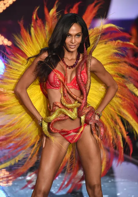 Model Joan Smalls from Puerto Rico walks the runway during the 2015 Victoria's Secret Fashion Show at Lexington Avenue Armory on November 10, 2015 in New York City. (Photo by Dimitrios Kambouris/Getty Images for Victoria's Secret)