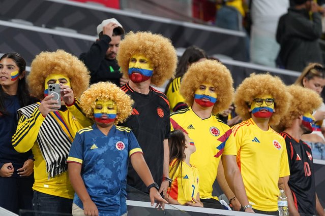 Colombian fans during the International Friendly match between Canada and Colombia at Sports Illustrated Stadium on October 14, 2025 in Harrison, Nueva Jersey. (Photo by Leonardo Ramirez/eyepix via ZUMA Press Wire/Alamy Live News)