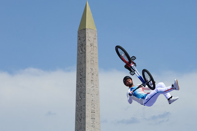 France's Anthony Jeanjean competes in the Men's Cycling BMX Freestyle Park Final during the Paris 2024 Olympic Games in Paris, on July 31, 2024. (Photo by Emmanuel Dunand/AFP Photo)